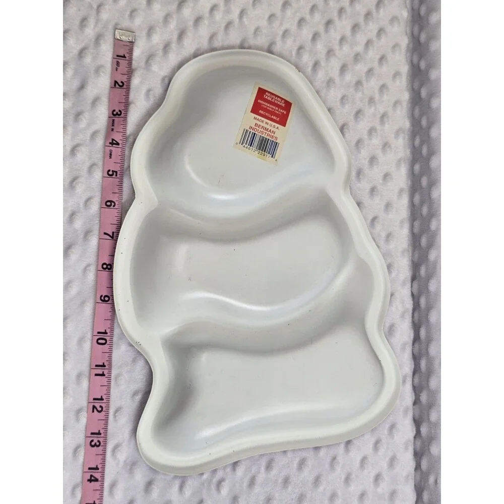 Vintage Halloween Serving Tray Berman Plastic Candy Treat Dish Witch Pumpkin Cat